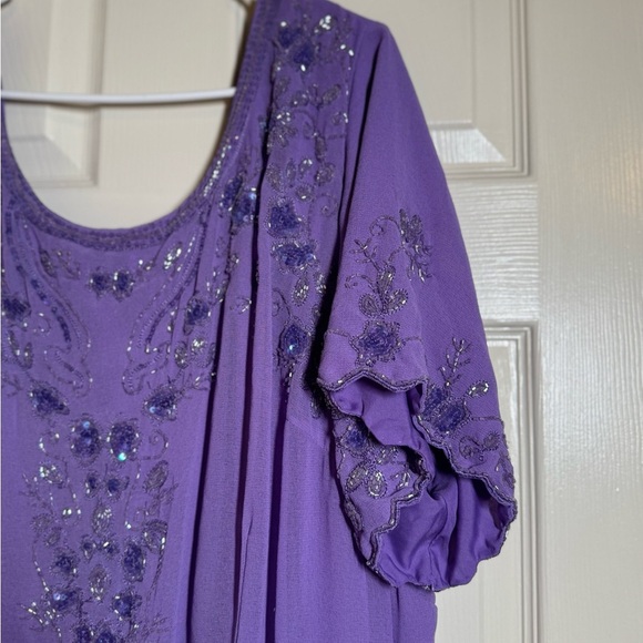 Mother of the bride Roamans Women's Plus Size Purple Beaded Dress Formal Size 32 - Picture 2 of 8